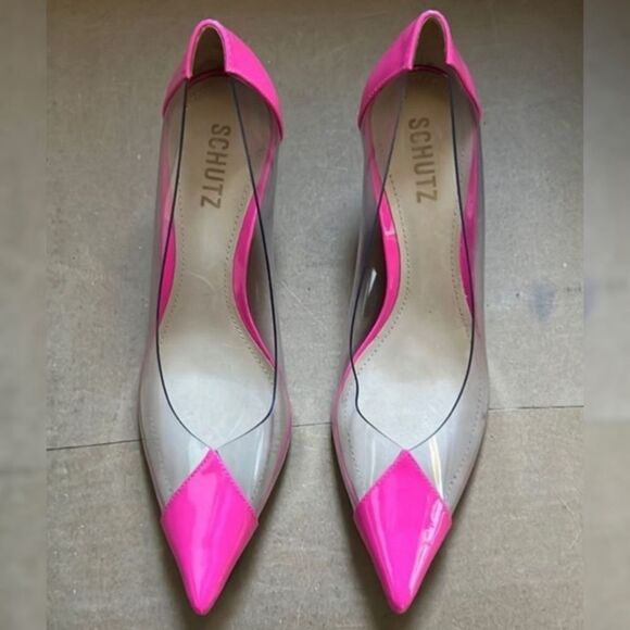 Schutz Cendi Pink and Lucite High Heel Pump size 5.5 - Picture 2 of 10